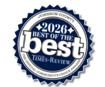 2026 Best of the Best Johnson County Cleburne Times-Review award badge for Simply Scoop pet waste removal